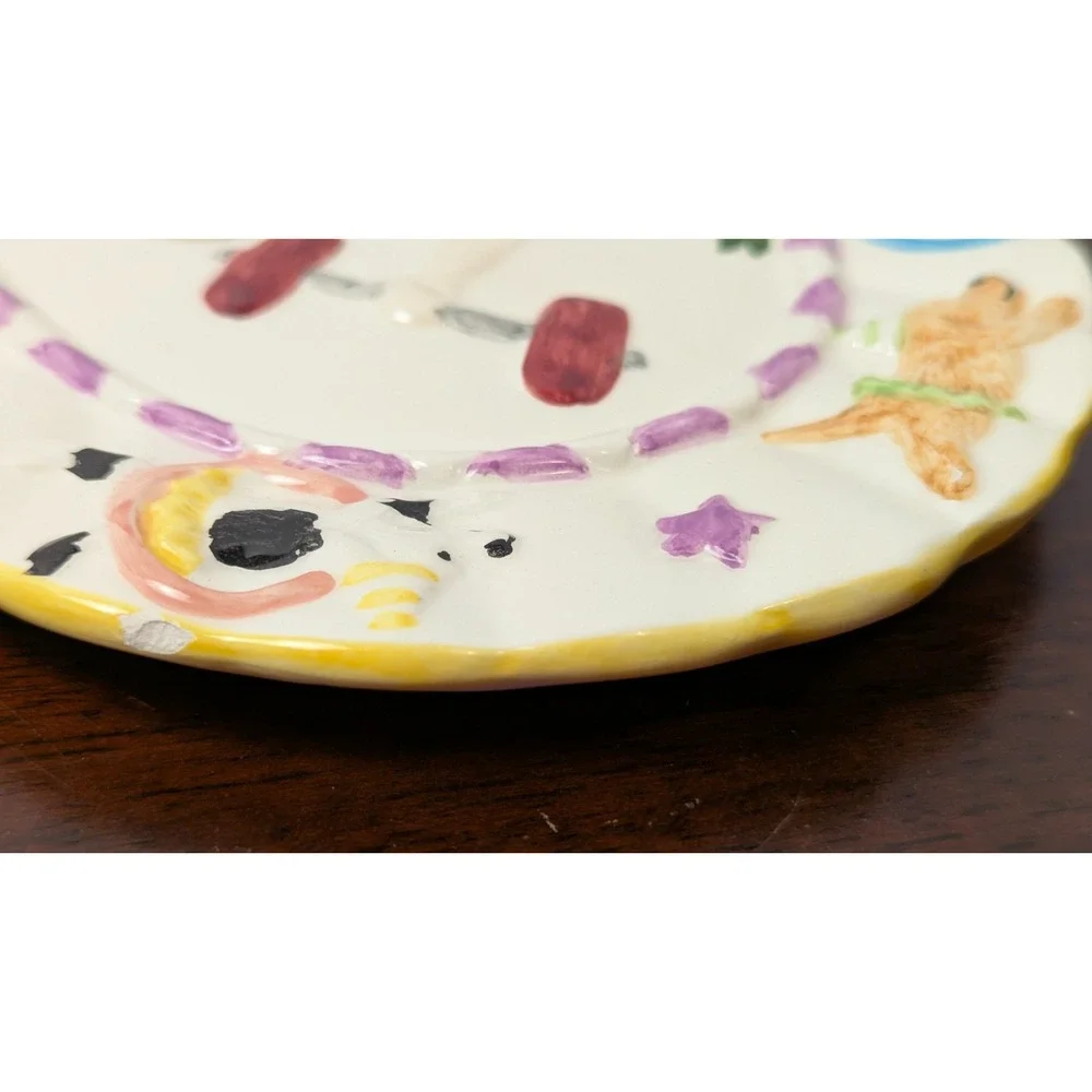 1995 Mercuries Childrens Circus Tea Set Plates Ceramic Animal Dish Lot 6pc
